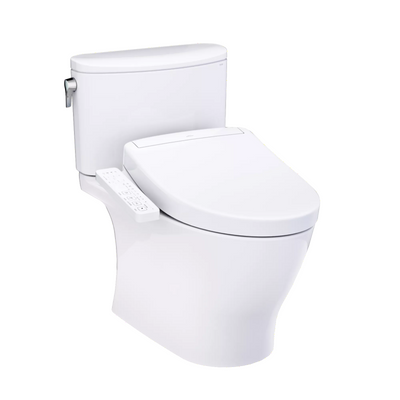 Toto Nexus 1G WASHLET+ S2 Two-Piece Toilet - 1.0 GPF - White toilet with a seat cover on a white background
