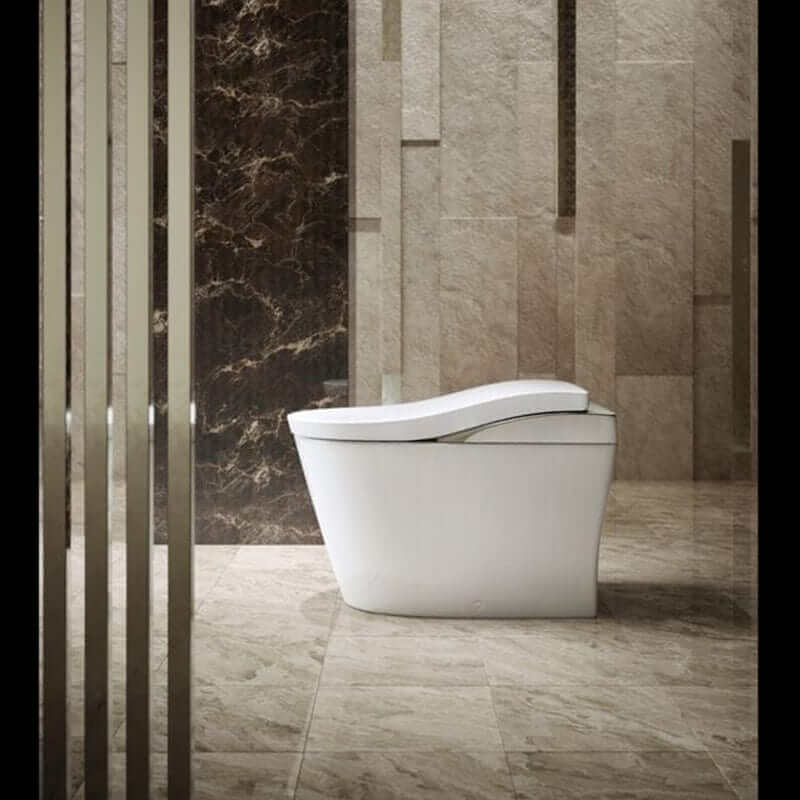 TOTO Neorest LS bidet toilet in a modern bathroom setting, showcasing sleek design and advanced functionality.