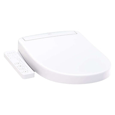 TOTO WASHLET® S2 Bidet Seat (Round & Elongated) - Round white toilet seat with remote control on a white background