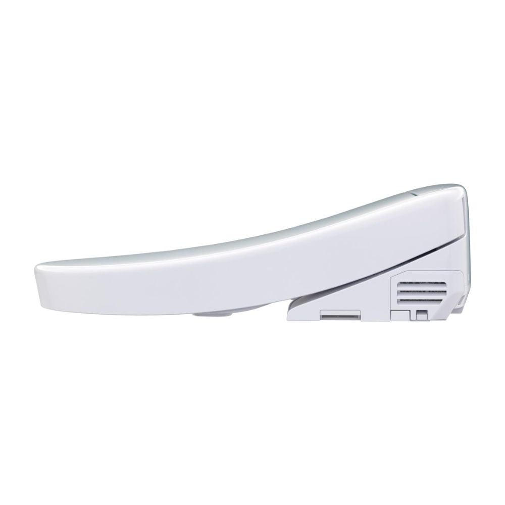 TOTO WASHLET® S2 Bidet Seat (Round & Elongated) - Side view of round white bidet seat on a white background