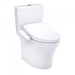 TOTO Aquia IV WASHLET+ S2 Two-Piece Toilet Universal Height - White toilet with closed lid