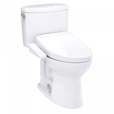 TOTO Drake II WASHLET+ S2 Two-Piece Toilet - 1.28 GPF - White toilet on a white background