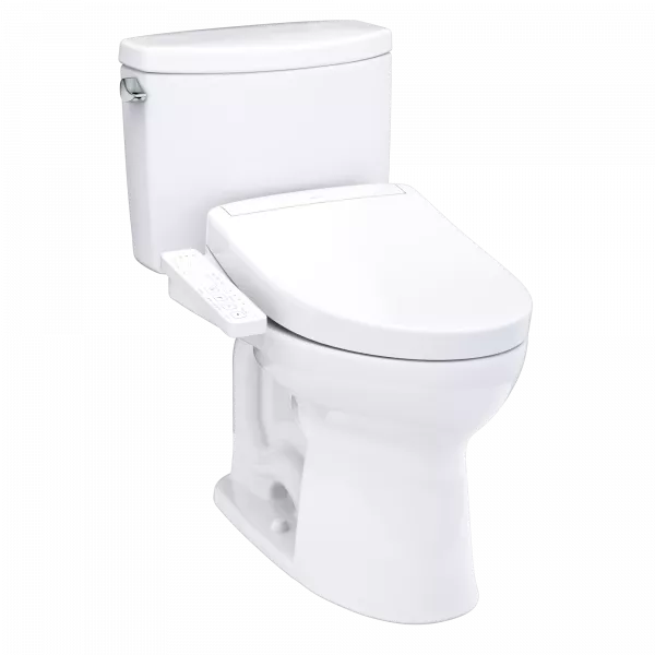 TOTO Drake II WASHLET+ S2 Two-Piece Toilet - 1.28 GPF - White toilet on a white background