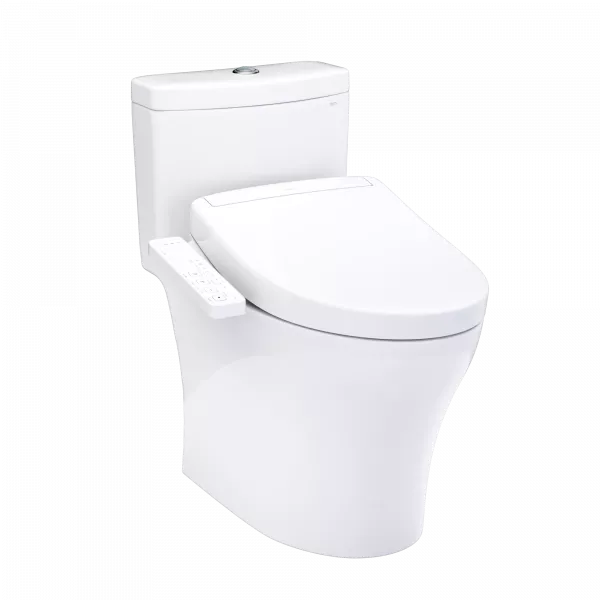 TOTO Aquia IV WASHLET+ S2 One-Piece Toilet - White toilet on a white background