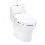 TOTO Aquia IV WASHLET+ S5 One-Piece Toilet - White toilet on a white background