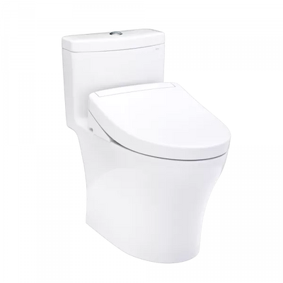TOTO Aquia IV WASHLET+ S5 One-Piece Toilet - White toilet on a white background