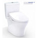 TOTO Aquia® IV WASHLET®+ S5 Two-Piece Toilet - 1.28 GPF/0.9 GPF - Universal Height - White toilet with Washlet+ branding on a white background