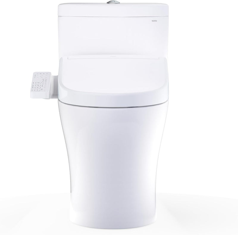 TOTO Aquia IV WASHLET+ S2 One-Piece Toilet - front view on a white background
