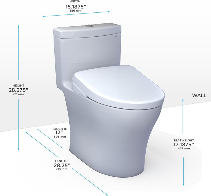 TOTO Aquia IV WASHLET+ S5 One-Piece Toilet dimensions