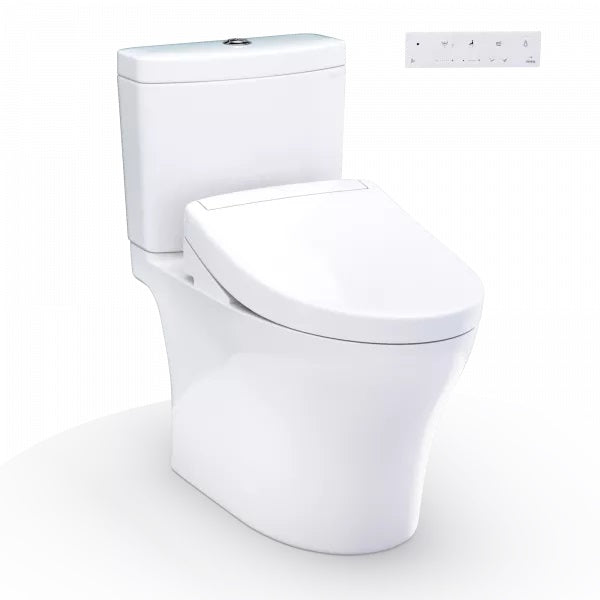 TOTO Aquia IV WASHLET+ S5 Two-Piece Toilet - White toilet with closed lid on a white background