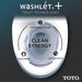 TOTO Drake II 1G Washlet + S7A Two-Piece - Washlet+ toilet technology display with TOTO branding on a dark background