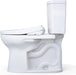 TOTO Drake II 1G Washlet + S7A Two-Piece - White toilet with a seat cover facing left on a white background