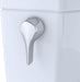 TOTO Drake II 1G Washlet + S7A Two-Piece - Close-up of a chrome flush handle on a white toilet tank