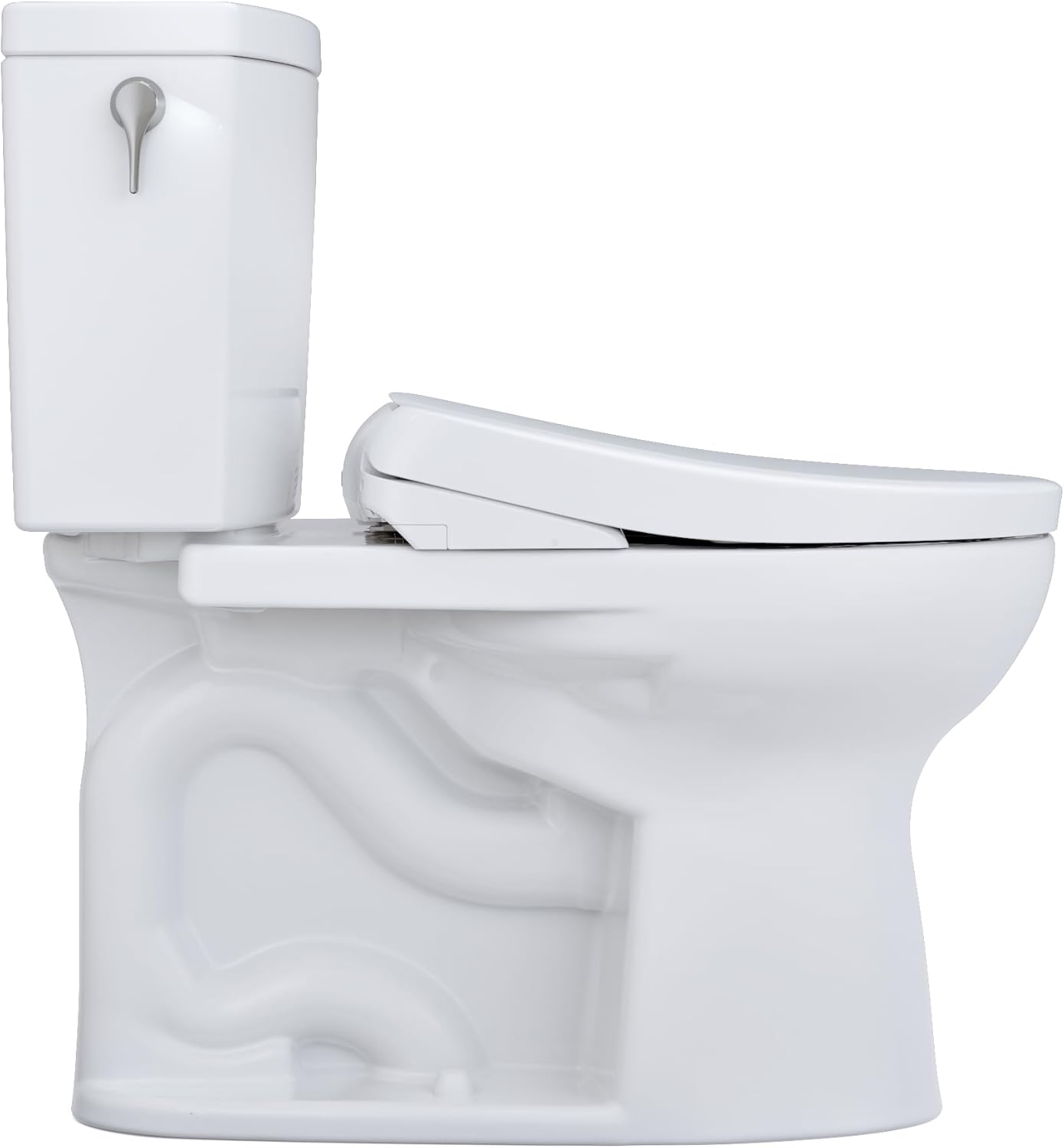 TOTO Drake II 1G Washlet + S7A Two-Piece - White toilet with closed lid facing right on a white background