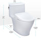TOTO Nexus 1G Washlet+ S7A One-Piece - White toilet with dimensions labeled on a white background