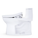 White toilet bowl with seat on a white background