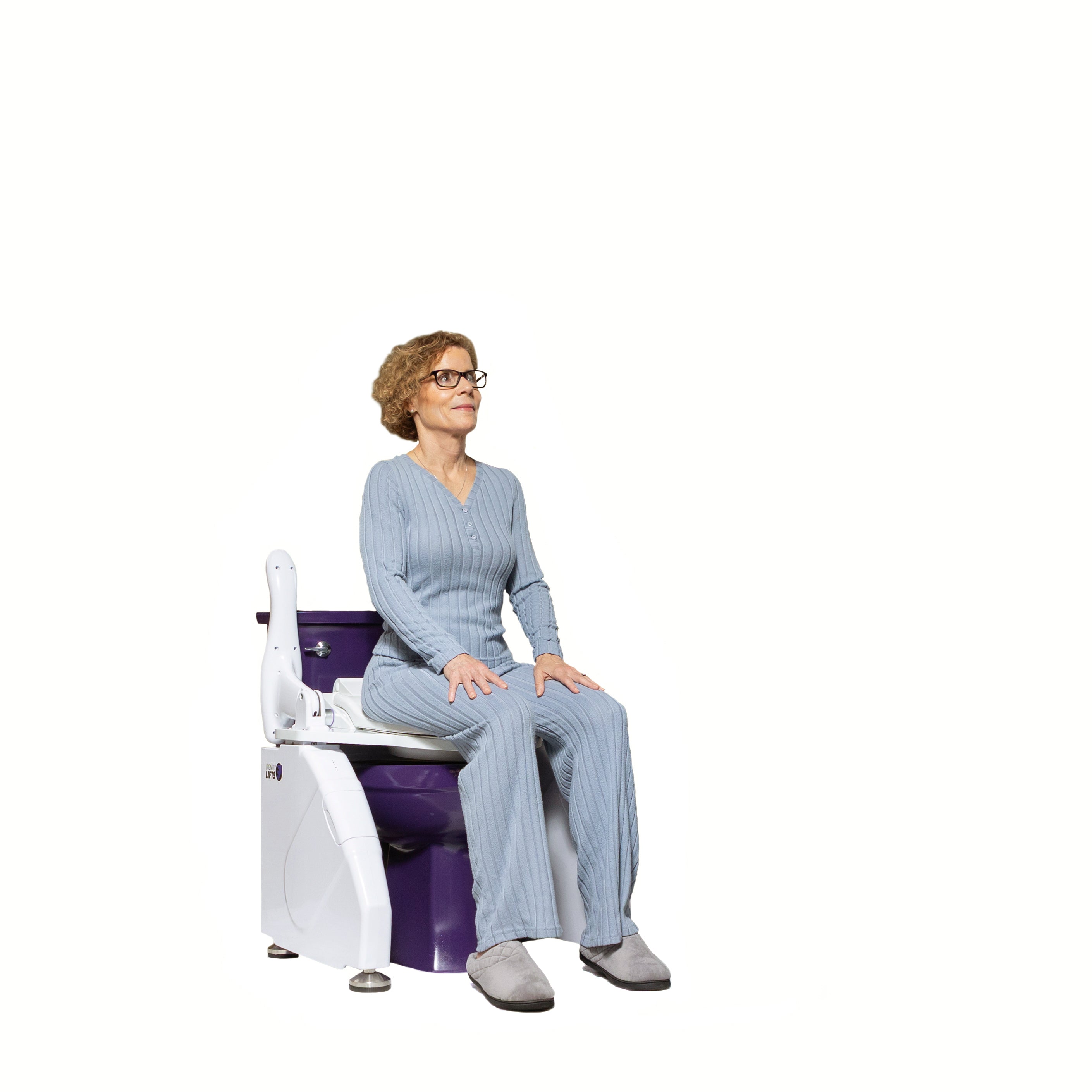 Dignity Lifts Bidet Toilet Lift WL2 - Elderly woman sitting on a toilet using toilet lift