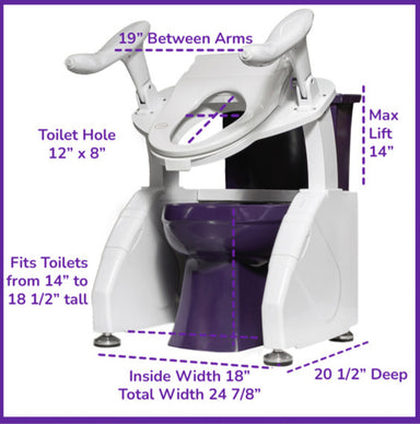 Dignity Lifts Bidet Toilet Lift WL2 - specs and dimensions
