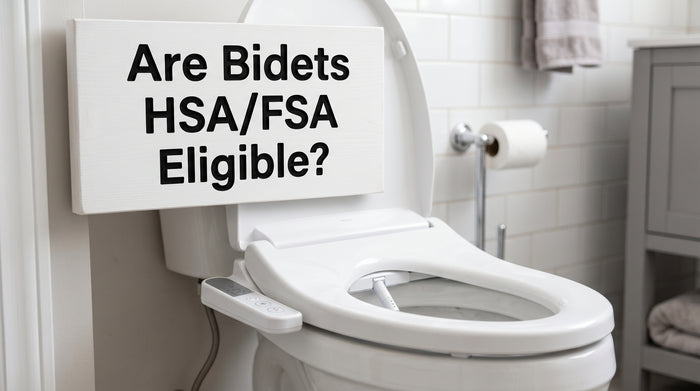 Are bidets HSA/FSA Eligible? sign with bidet