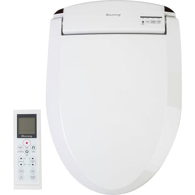 Blooming NB-R1063 Bidet Toilet Seat with remote control featuring instant water heating, energy efficiency, and sturdy design.