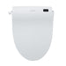 Blooming NB-R1570 Bidet Toilet Seat with auto-open lid and stainless steel nozzles, shown in white, top view.