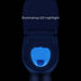 Brondell Swash DR802 Bidet Toilet Seat with illuminating LED nightlight feature in dark bathroom setting.