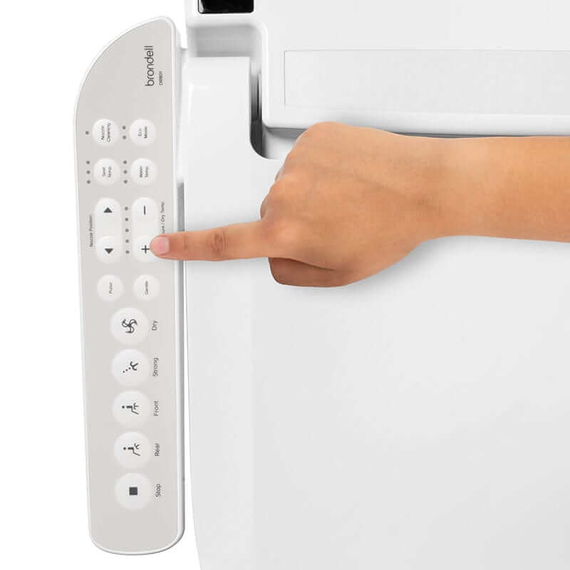 Control panel of Brondell Swash Bidet Toilet Seat DR801 with user adjusting settings