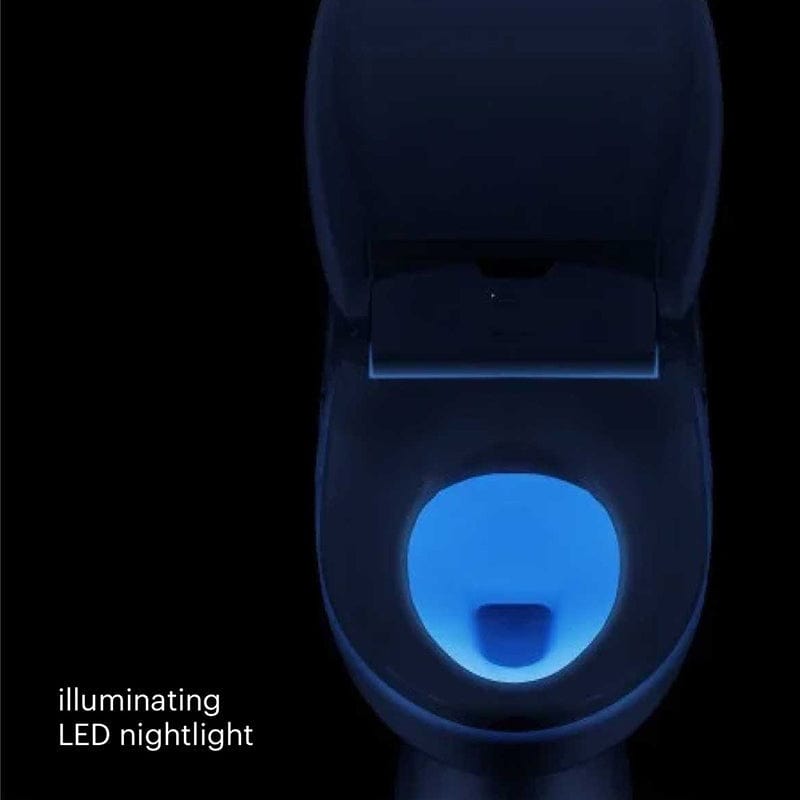 Brondell Swash 1400 luxury bidet toilet seat with blue LED nightlight in white, top view.