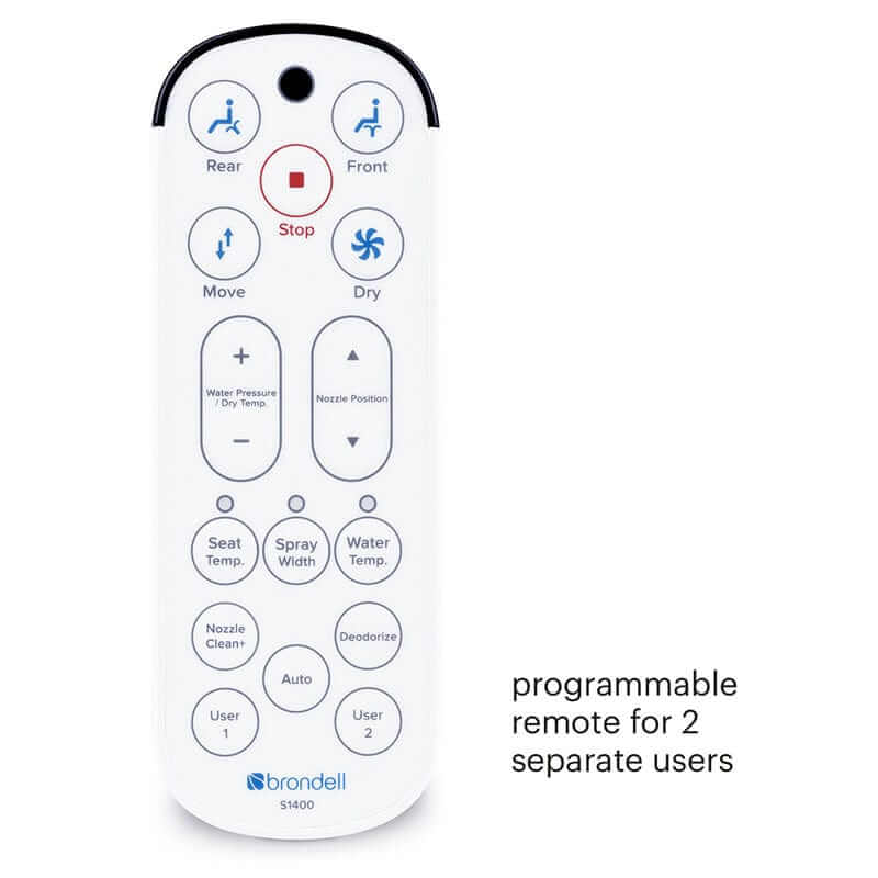 Brondell Swash 1400 Luxury Bidet Seat remote with programmable features for customizable comfort.