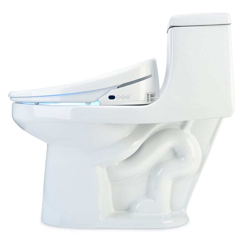 Brondell Swash 1400 Luxury Bidet Seat with dual stainless nozzles and heated seat on modern toilet