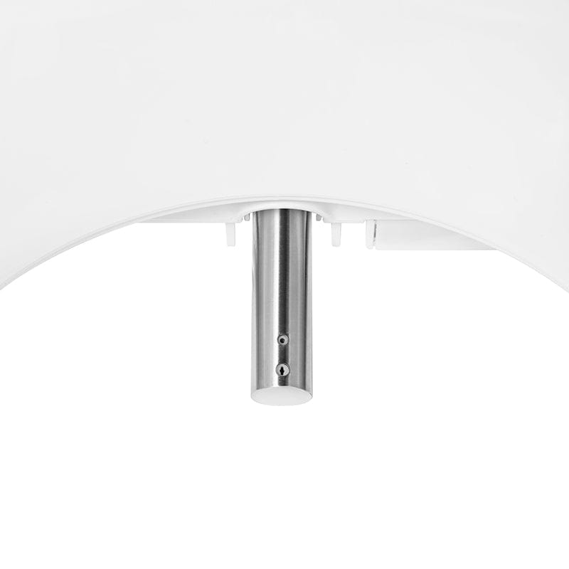 Close-up of Brondell Swash BL97 bidet toilet seat nozzle in stainless steel finish.