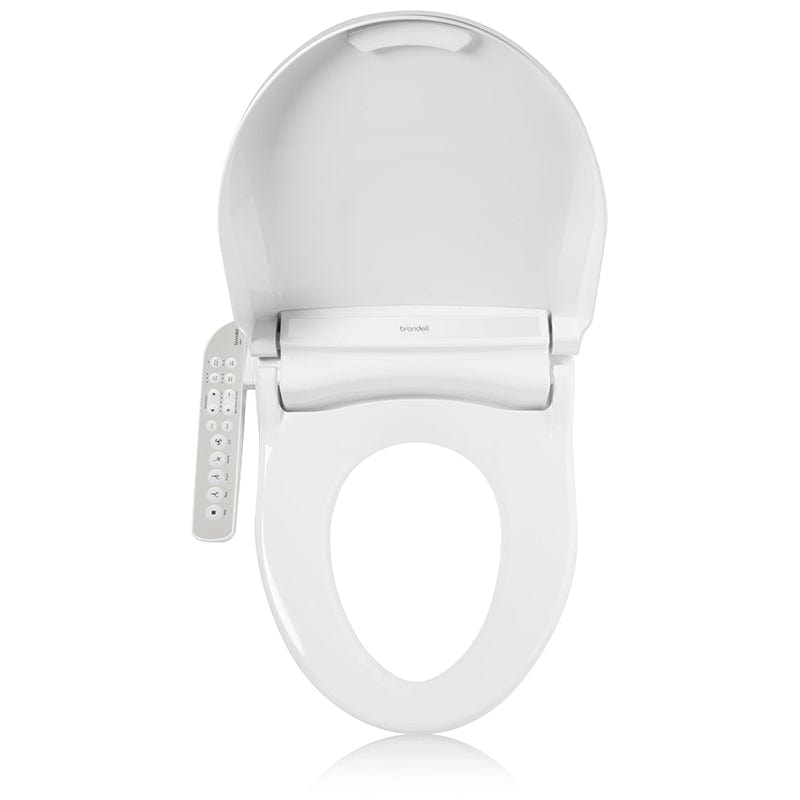 Brondell Swash DR801 Bidet Toilet Seat with remote control, open lid view, modern bathroom fixture