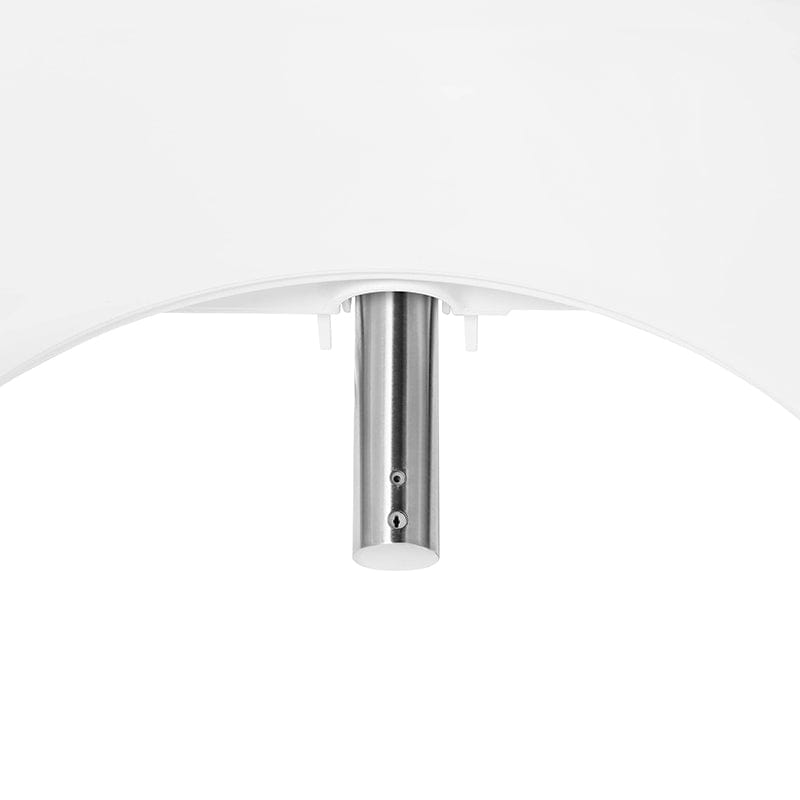 Brondell Swash DR801 bidet toilet seat close-up with stainless steel nozzle