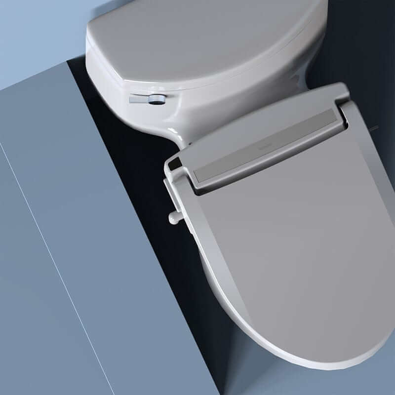 Brondell Swash DR802 Bidet Toilet Seat shown in a bathroom setting, highlighting design and features.