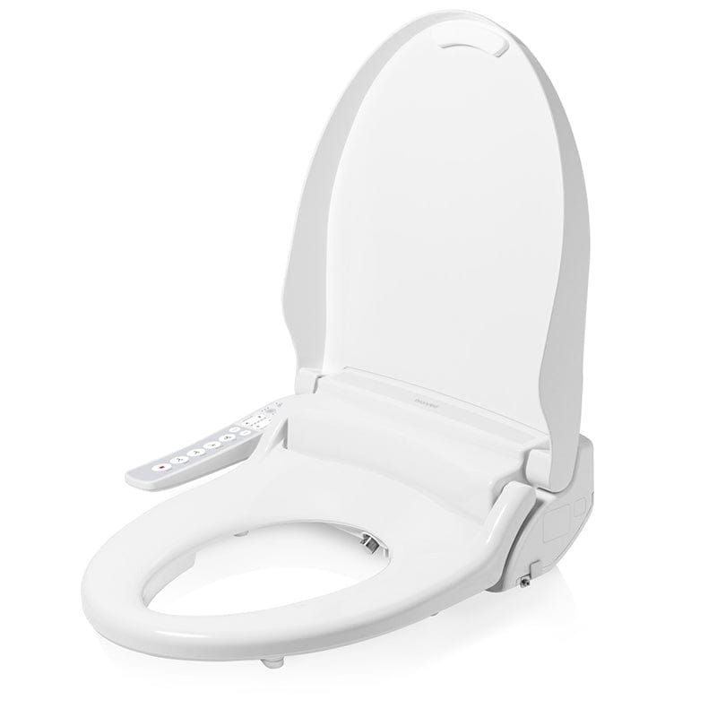 Brondell Swash EM417 Bidet Toilet Seat with open lid and control panel, white