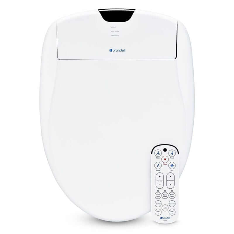 Brondell Swash 1400 Luxury Bidet Seat with remote, dual nozzles, heated seat, and LED nightlight for advanced bathroom comfort.