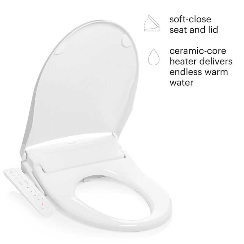 Brondell Swash Thinline Bidet Toilet Seat T22 with ultra-slim design, ceramic-core heater, soft-close seat, and endless warm water feature.