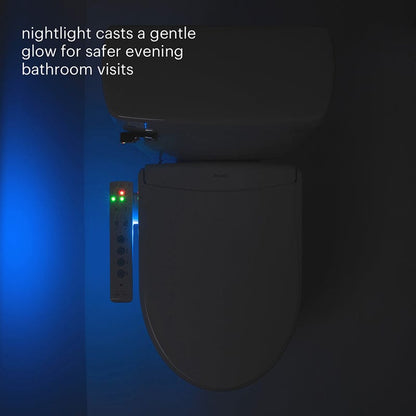 Brondell Swash Thinline T22 Bidet Toilet Seat with nightlight glow for safer evening bathroom visits.