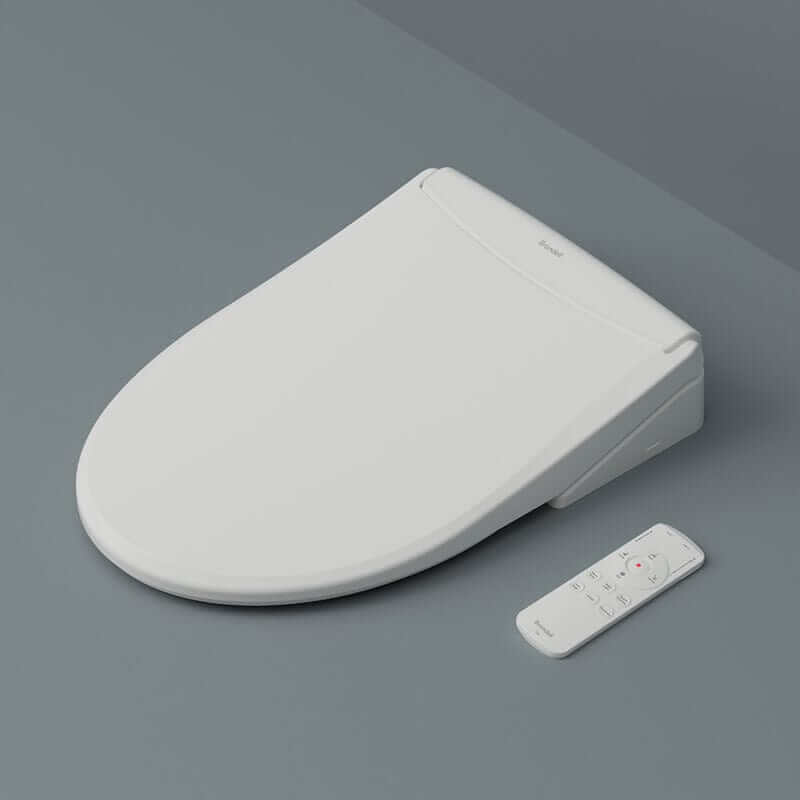 Brondell Swash Thinline Bidet Toilet Seat T44 with wireless remote, featuring a sleek design, adjustable nozzle, and heated seat.