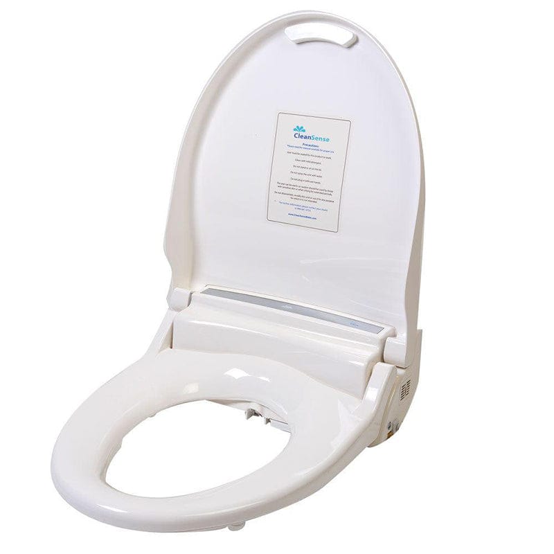 Clean Sense 1500 Bidet Toilet Seat with on-demand water heating and warm seat, fits 1- and 2-piece toilets, available in white.