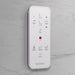 Duravit Sensowash Arcova Universal Bidet Seat - A white Duravit remote control with black icons and a red stop button, mounted on a light gray marble surface.