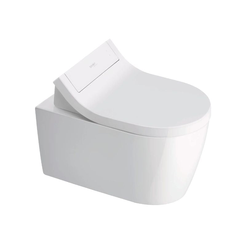 Duravit SensoWash Classic Starck Bidet Seat - Concealed - Installed on a modern toilet on a white background