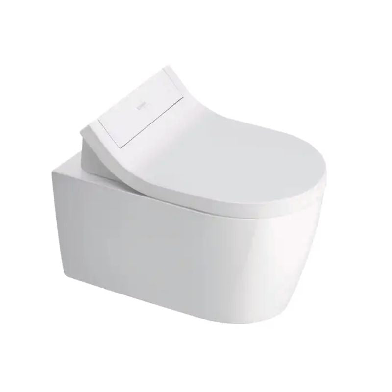 Duravit SensoWash Classic Starck Bidet Seat - External - Installed on a modern toilet on a white background