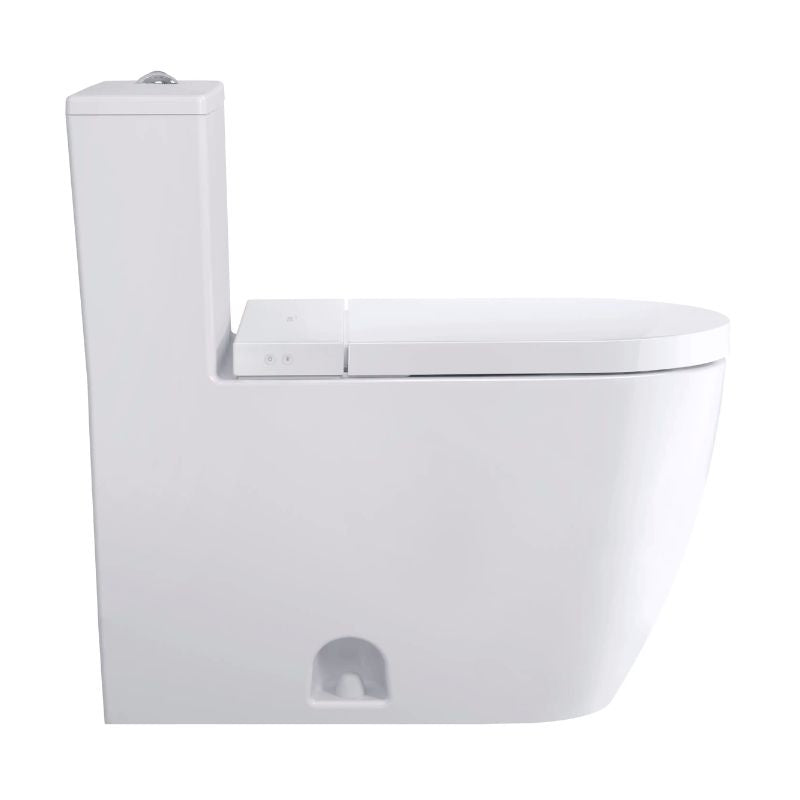 Duravit SensoWash Starck F Plus - A modern toilet with a high-flush tank, white ceramic body, and a closed smart seat lid, shown against a plain white background.