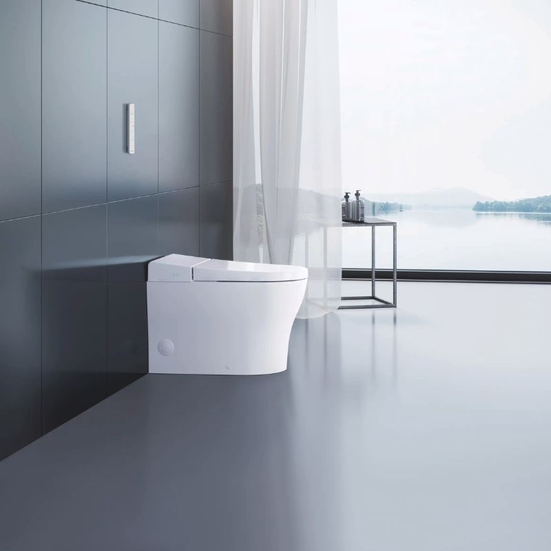 Duravit SensoWash u Smart Bidet Toilet - installed in a modern bathroom with overlooking lake view