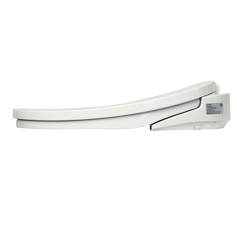 Eco-Nova Bidet Toilet Seat with ultra-thin design, featuring ceramic water heating, white elongated seat, and stainless steel remote control.