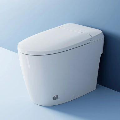HOROW HR-T30 Non-Electric Bidet Toilet - Modern white toilet against a blue wall