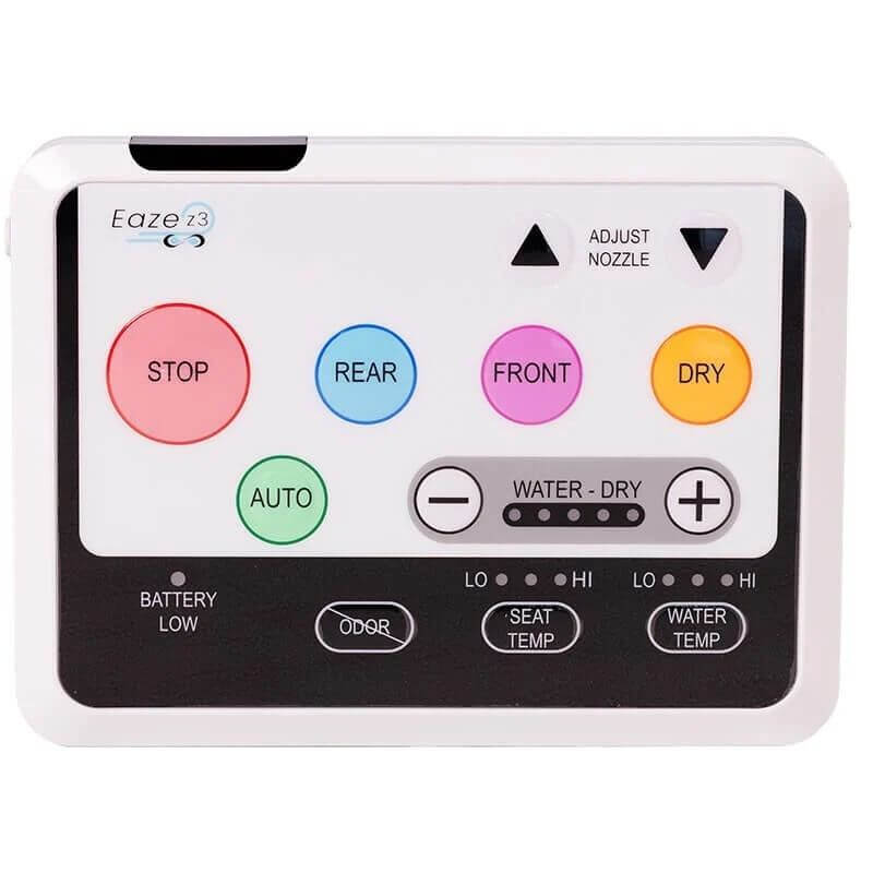 Remote control for Infinity Eaze Z3 Bidet Seat with various function buttons for easy operation.