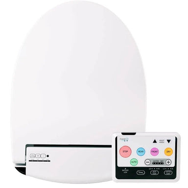 Infinity Eaze Z3 Bidet Seat - White bidet seat with a remote control on a white background