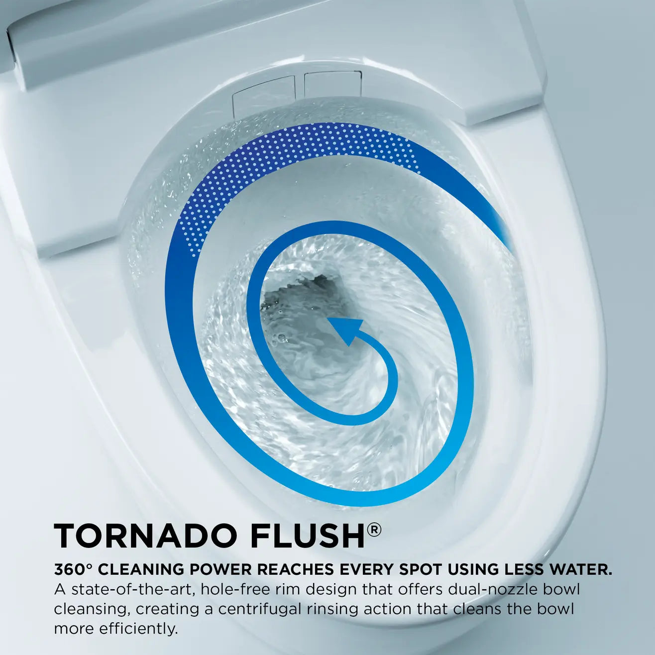Neorest NX2 with Tornado Flush feature and swirling water pattern.